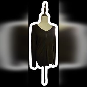 DKNY Jeans Black Ribbed V-Neck Top